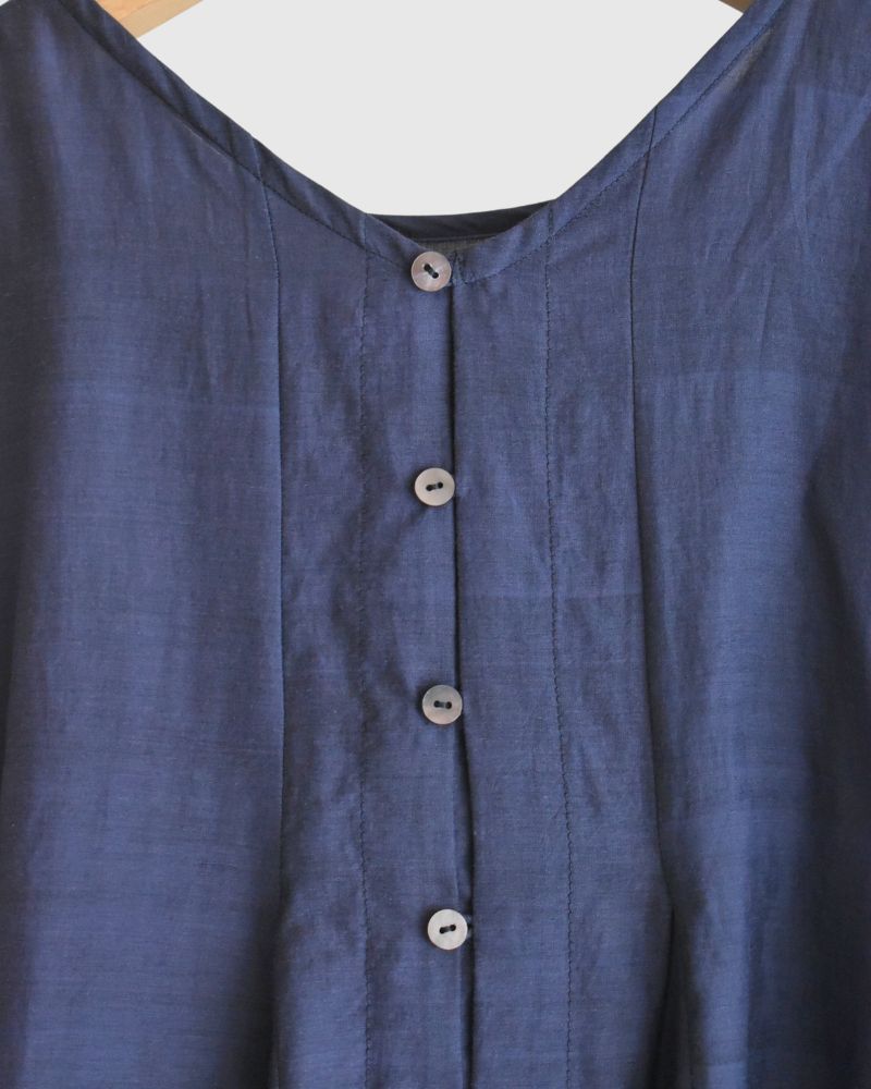 Silk cotton gusset 2-way tank top in Navy