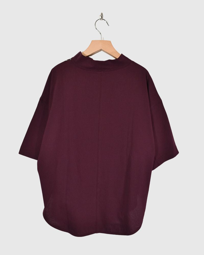 DEPEND jersey high neck T-shirt in Bordeaux