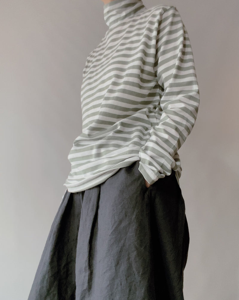 TC Striped High Neck Cut and Sew