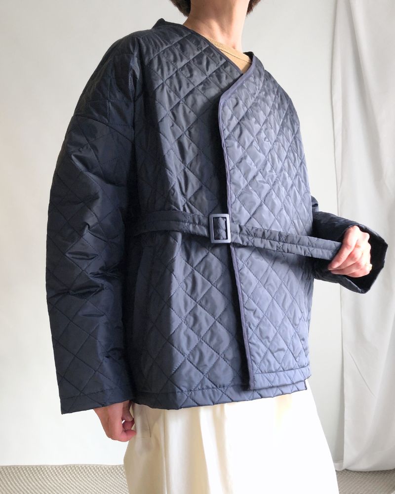 Quilted Cache Coeur Short Coat in Navy