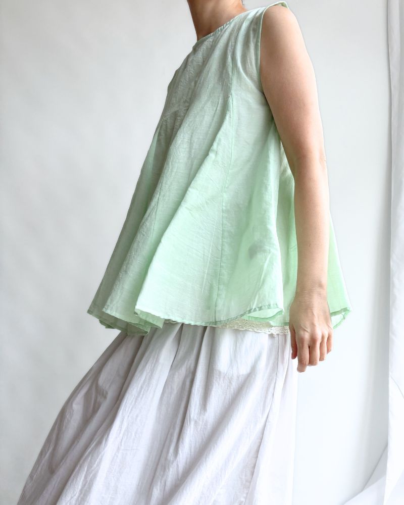 Silk cotton gusset 2-way tank top in LightGreen