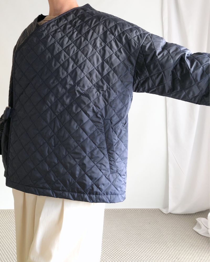 Quilted Cache Coeur Short Coat in Navy