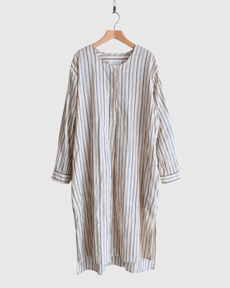Bengal Stripe Tunic Dress in Ecru