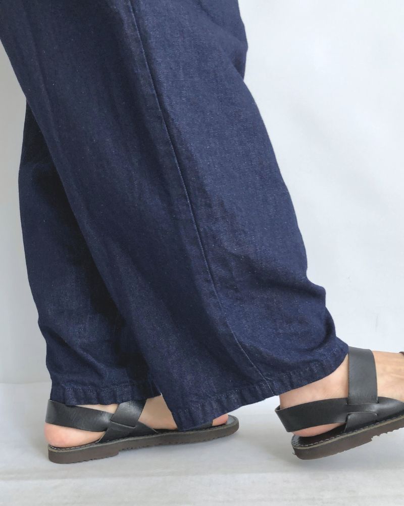 Cotton Linen Denim Tuck Pants in One Wash