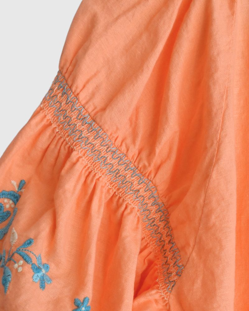 Floral Embroidery Blouse in Orange