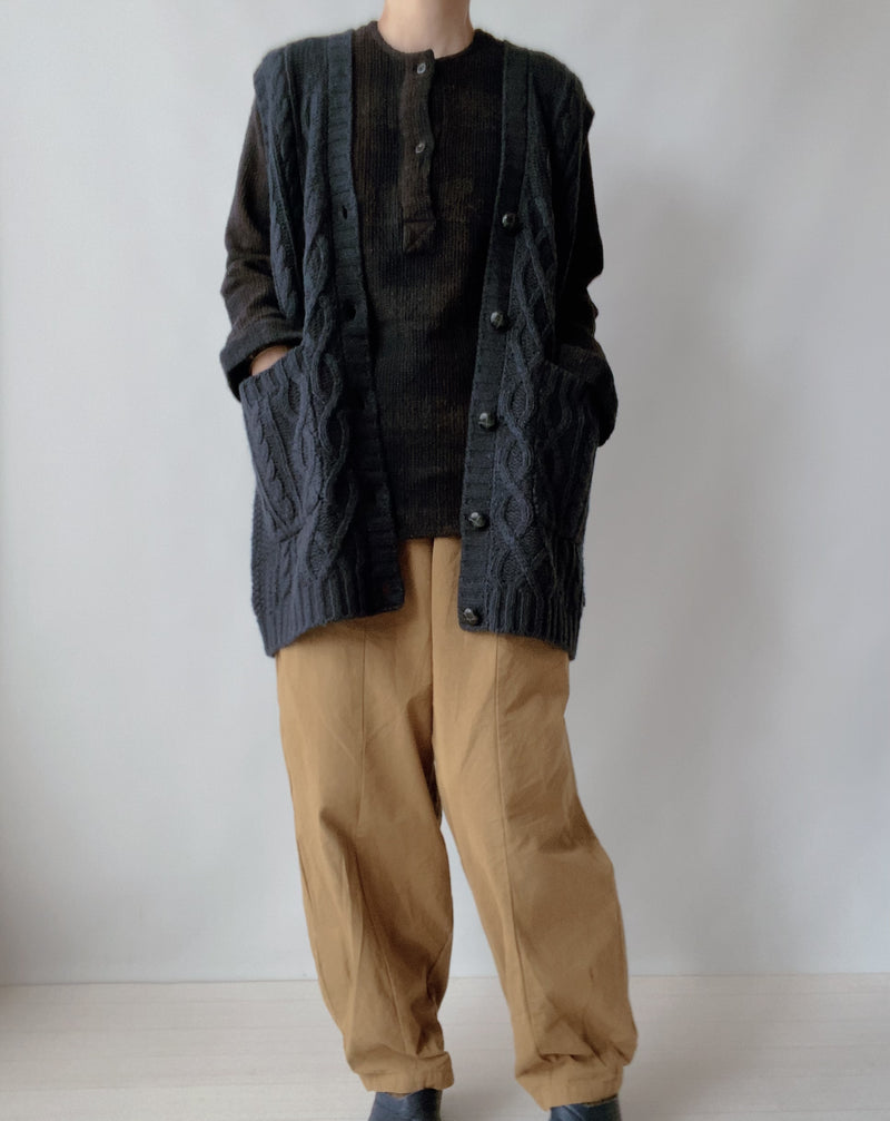 Sheep Yarn Fisherman Long Vest in Navy