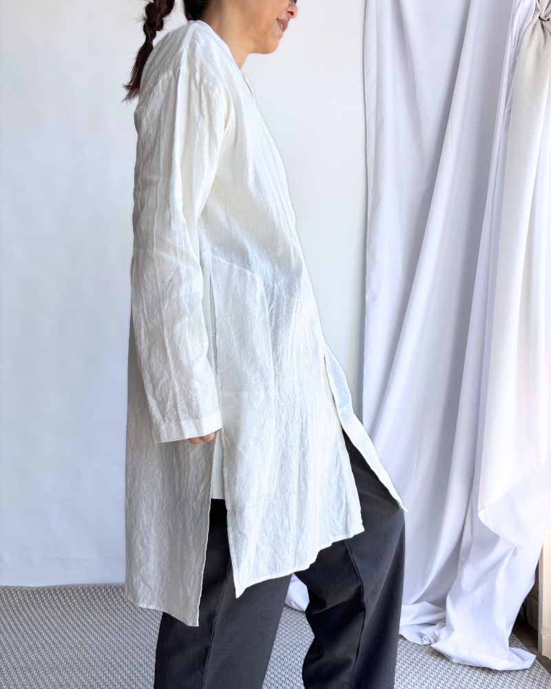 Cotton linen kameez tunic in White
