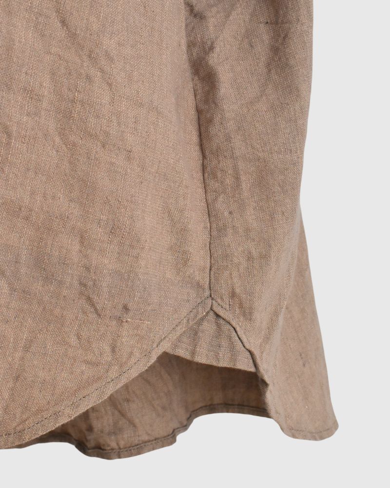 Cotton linen frill blouse in FluxBeige