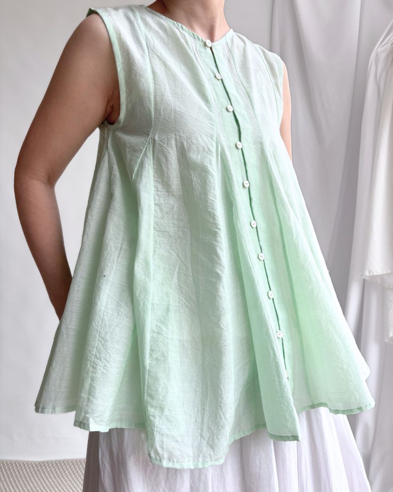 Silk cotton gusset 2-way tank top in LightGreen
