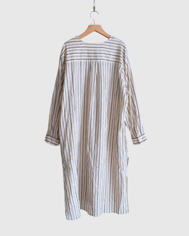Bengal Stripe Tunic Dress in Ecru