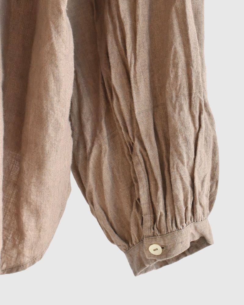 Cotton linen frill blouse in FluxBeige