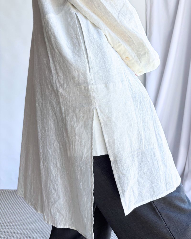 Cotton linen kameez tunic in White