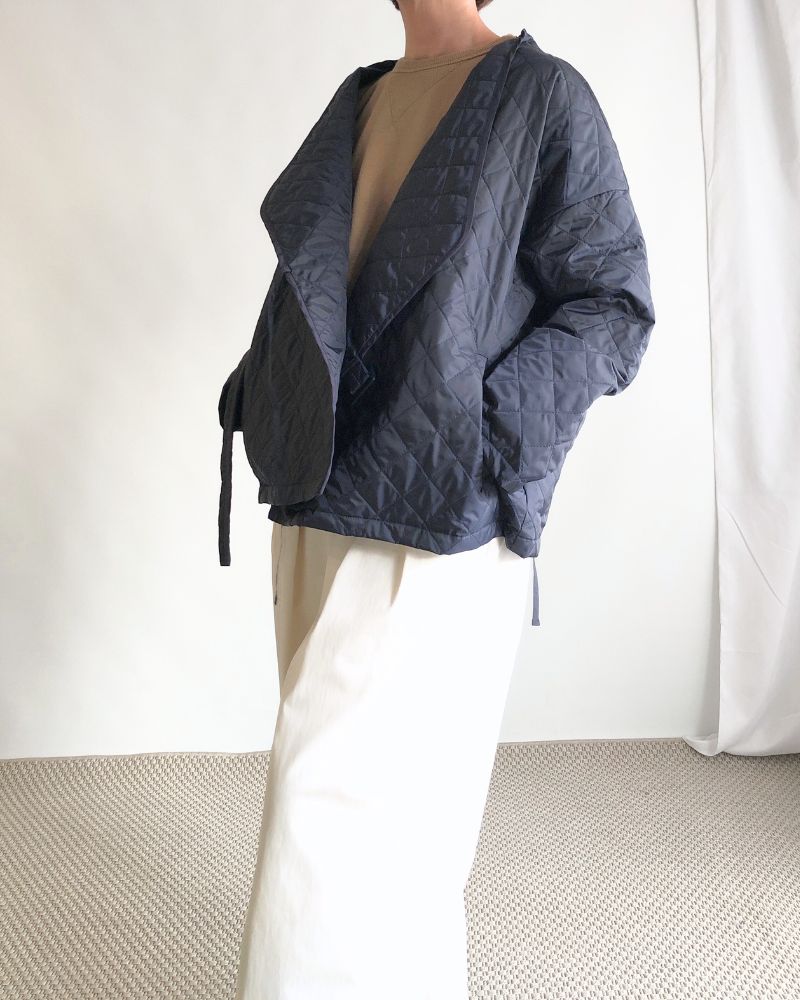 Quilted Cache Coeur Short Coat in Navy