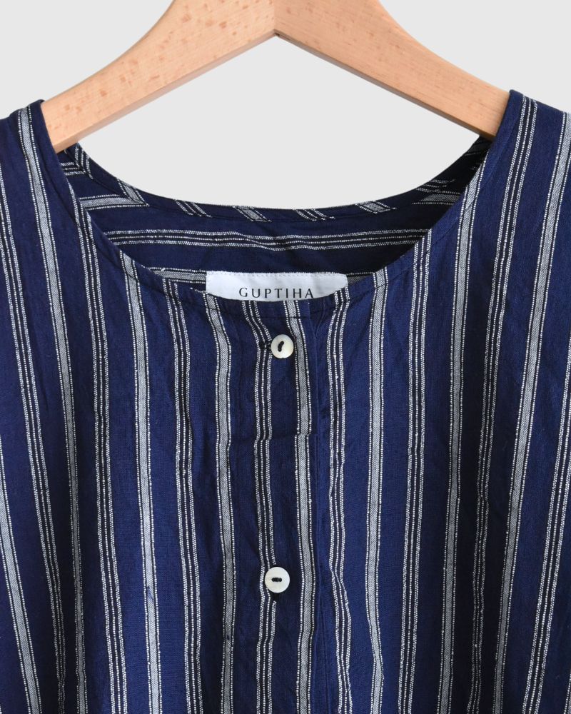 Bengal Stripe Tunic Dress in Navy