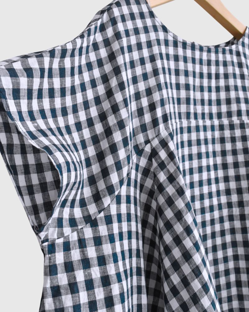 Umbrella Blouse in White/Indigo