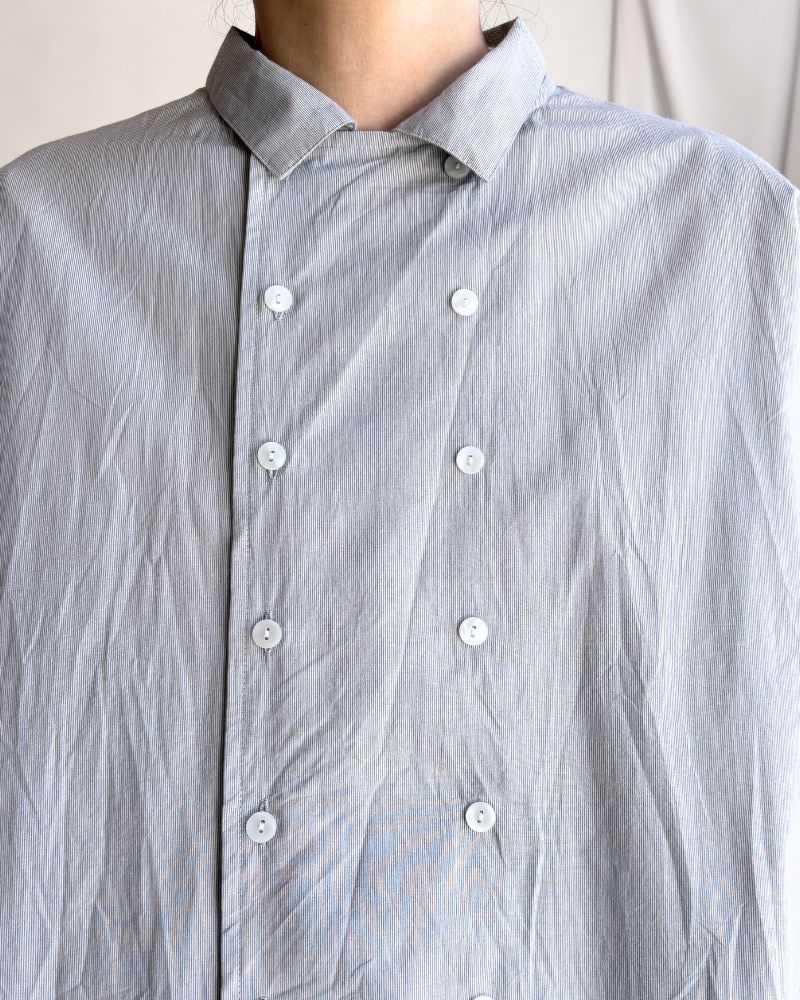 Hairline Stripe Chef Shirt Dress in Gray
