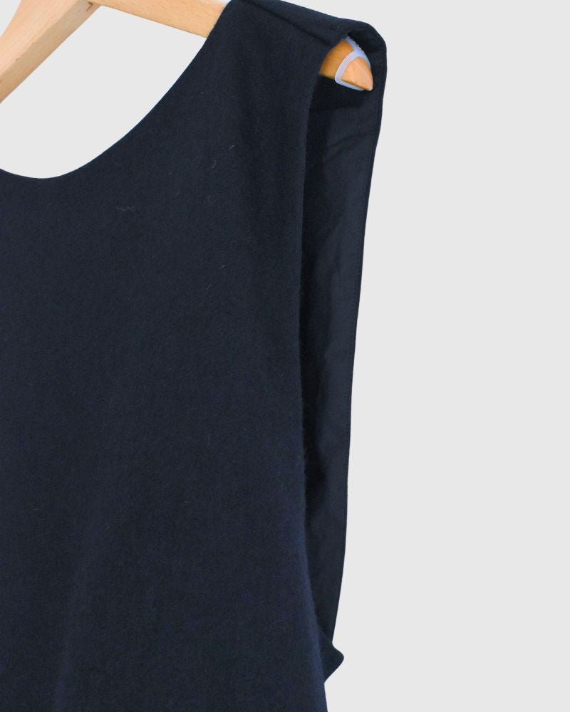Flannel wool cross vest in Navy