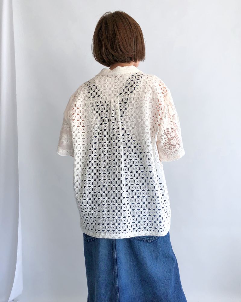 GO TO HOLLYWOOD 32520105 Patchwork Lace Shirt in White – Miel.jp