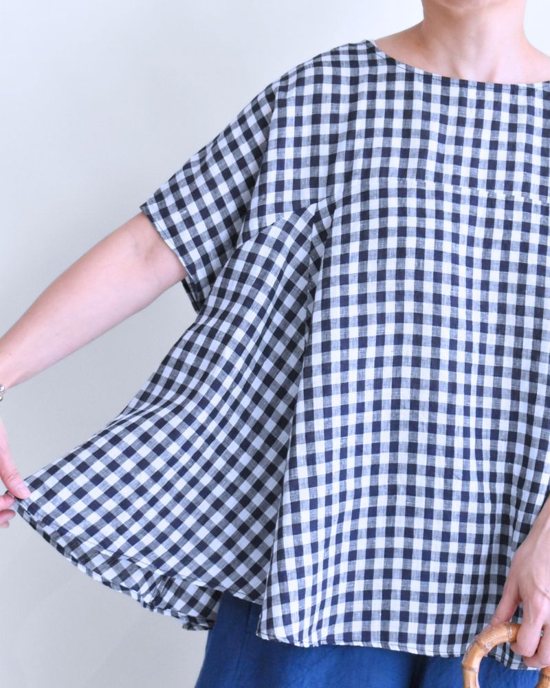 Umbrella Blouse in White/Indigo