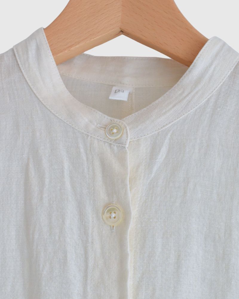 Band collar shirt dress in White
