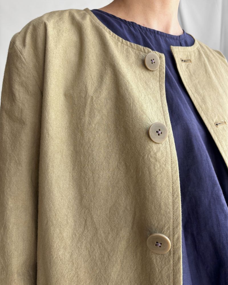 Collarless Jacket in SandBeige