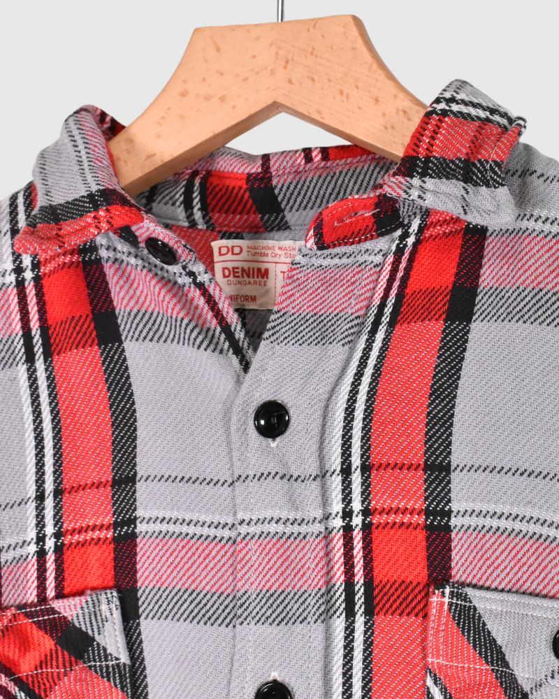 Unevenly Checked Shirt in Gray