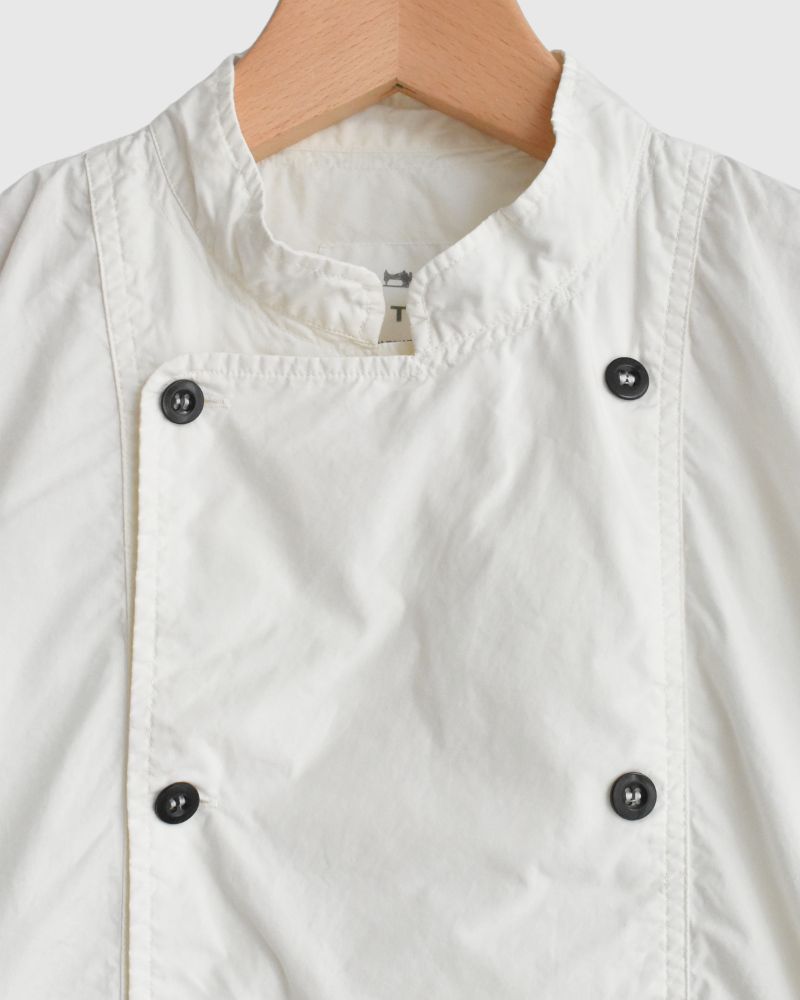 60s COTTON POPLIN OVERDYE STAND COLLAR DOUBLE BREAST JACKET in White