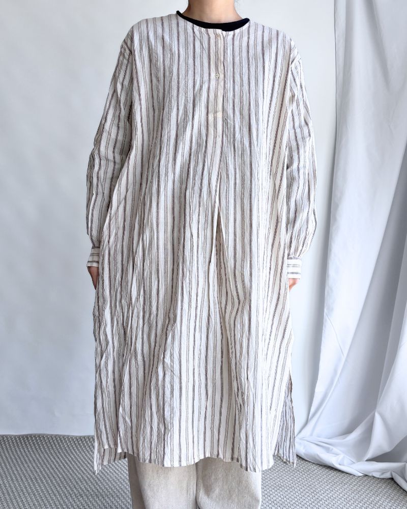 Bengal Stripe Tunic Dress in Ecru Bengal Stripe Tunic Dress in Ecru