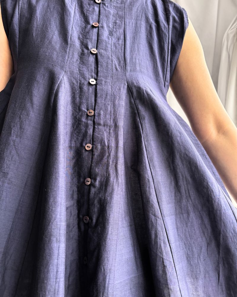 Silk cotton gusset 2-way tank top in Navy