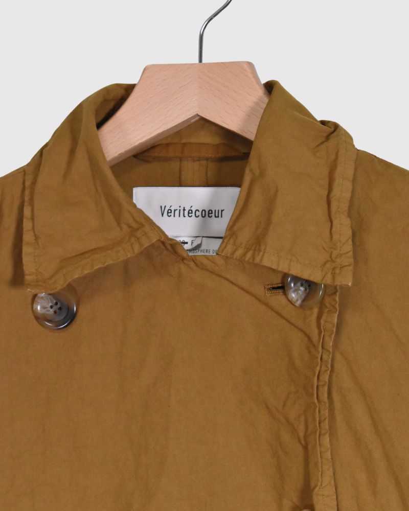 Double Button Short Coat in Brown