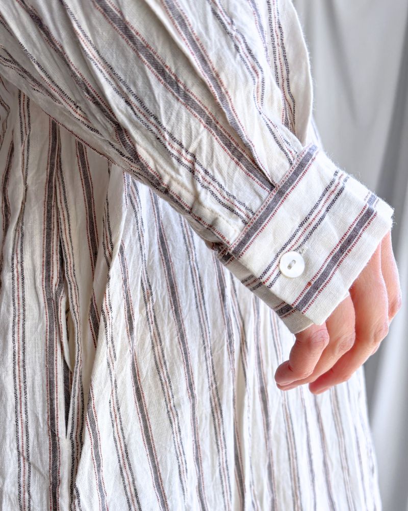 Bengal Stripe Tunic Dress in Ecru