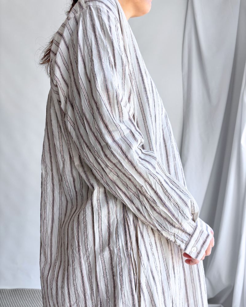 Bengal Stripe Tunic Dress in Ecru