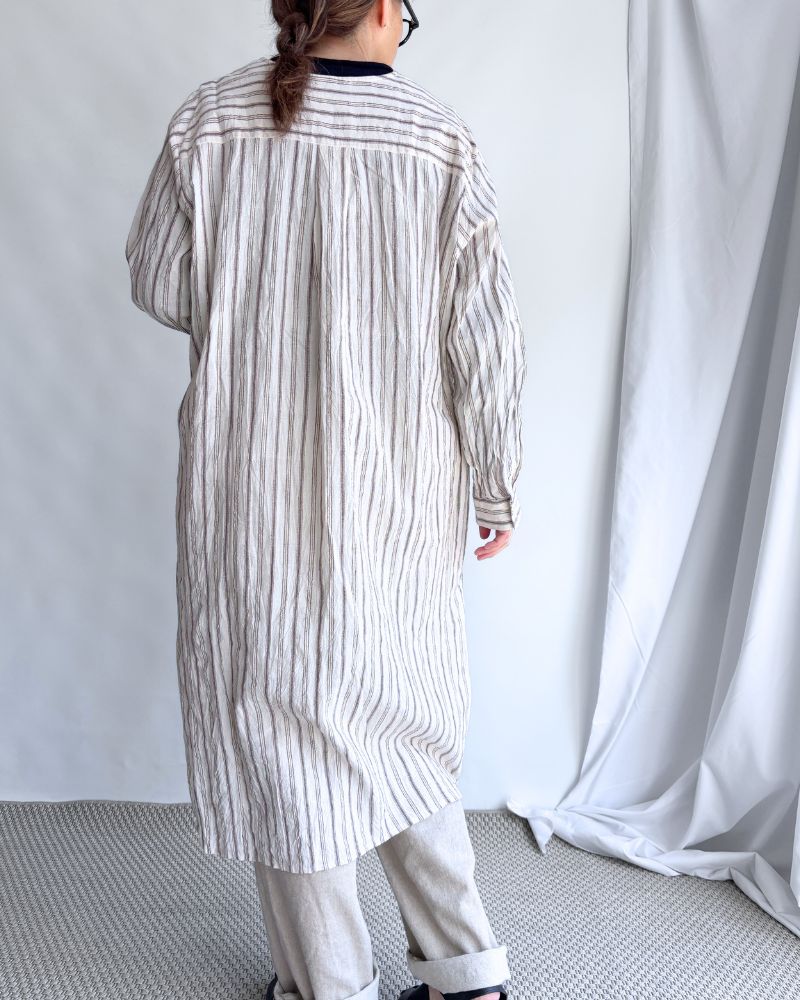 Bengal Stripe Tunic Dress in Ecru