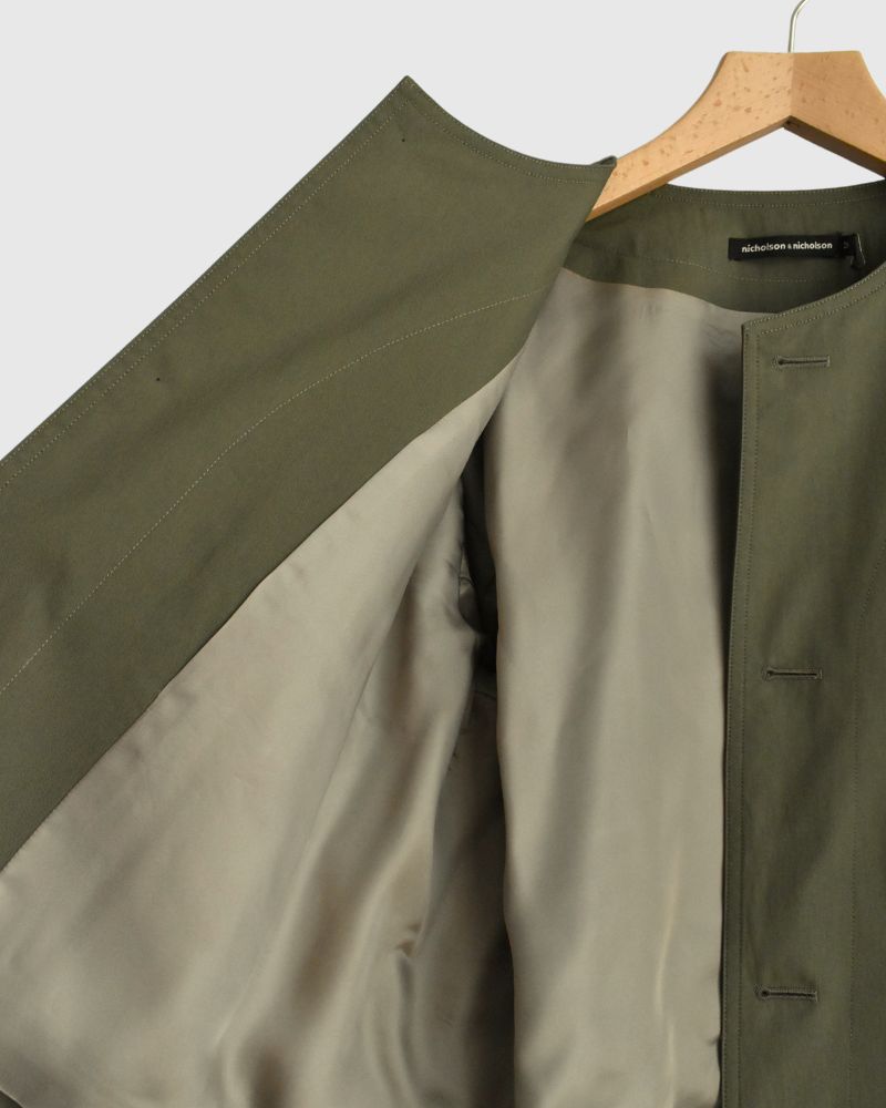 ROCKY-GABA Collarless Jacket in Khaki