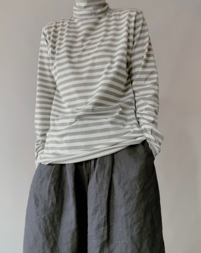 TC Striped High Neck Cut and Sew