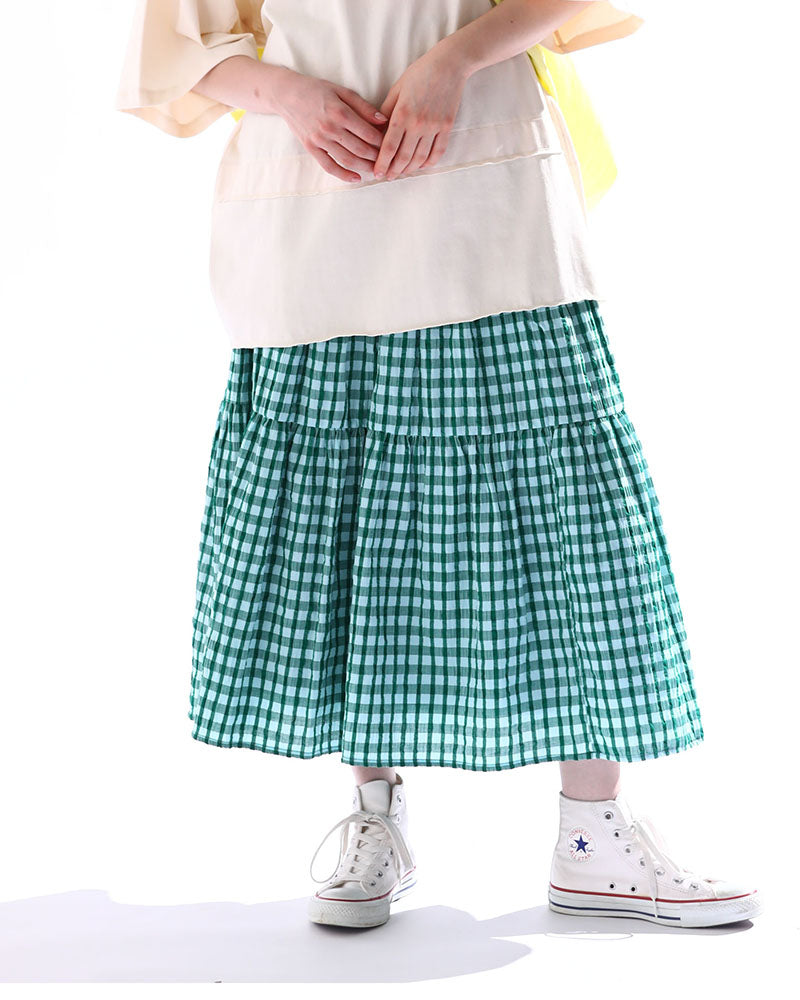 TIERED DESIGN SKIRT 'JEBI'  In Green