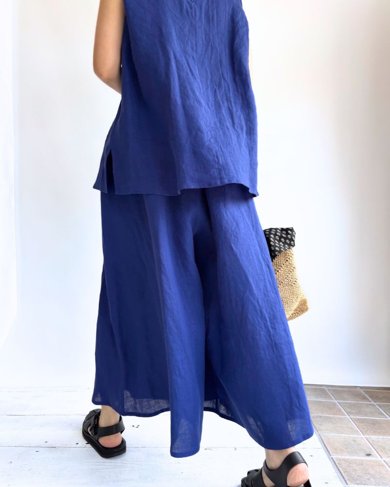 Flare pants (LINEN) in LoyalBlue