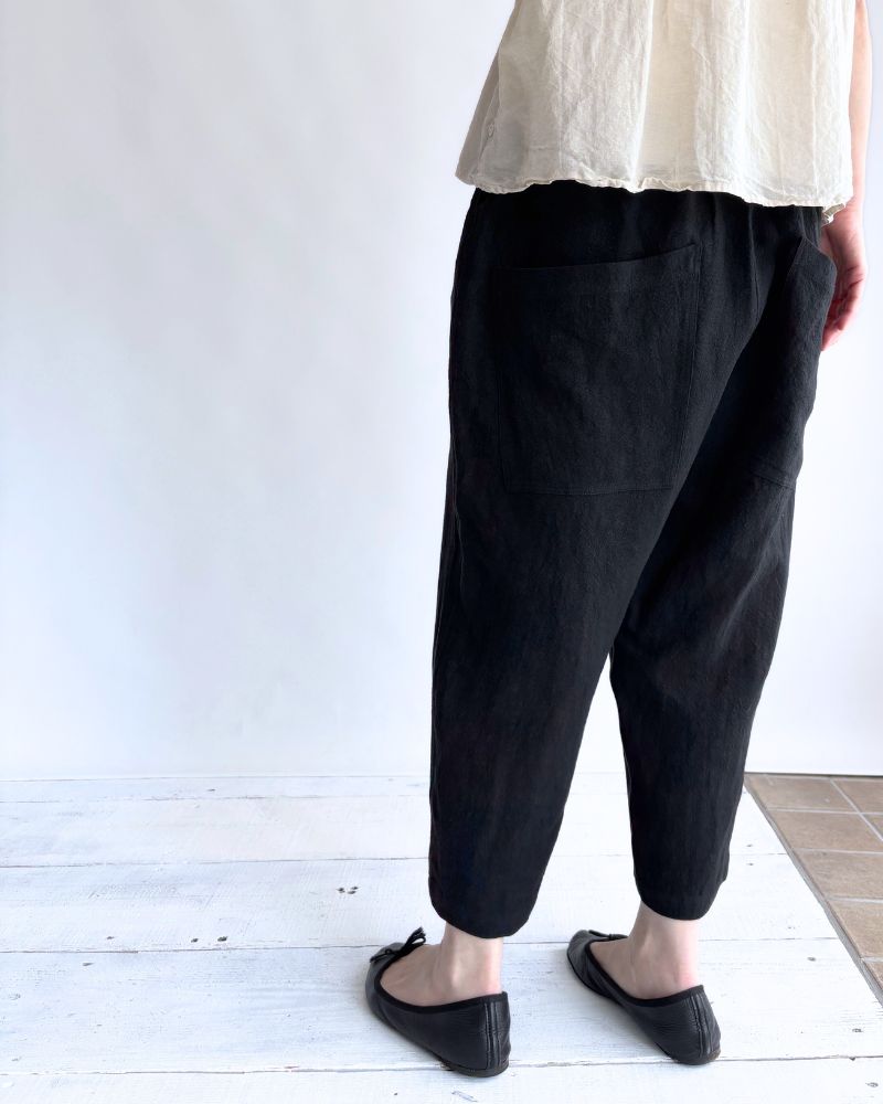 Big Pocket Cropped PT (LINEN) in Black
