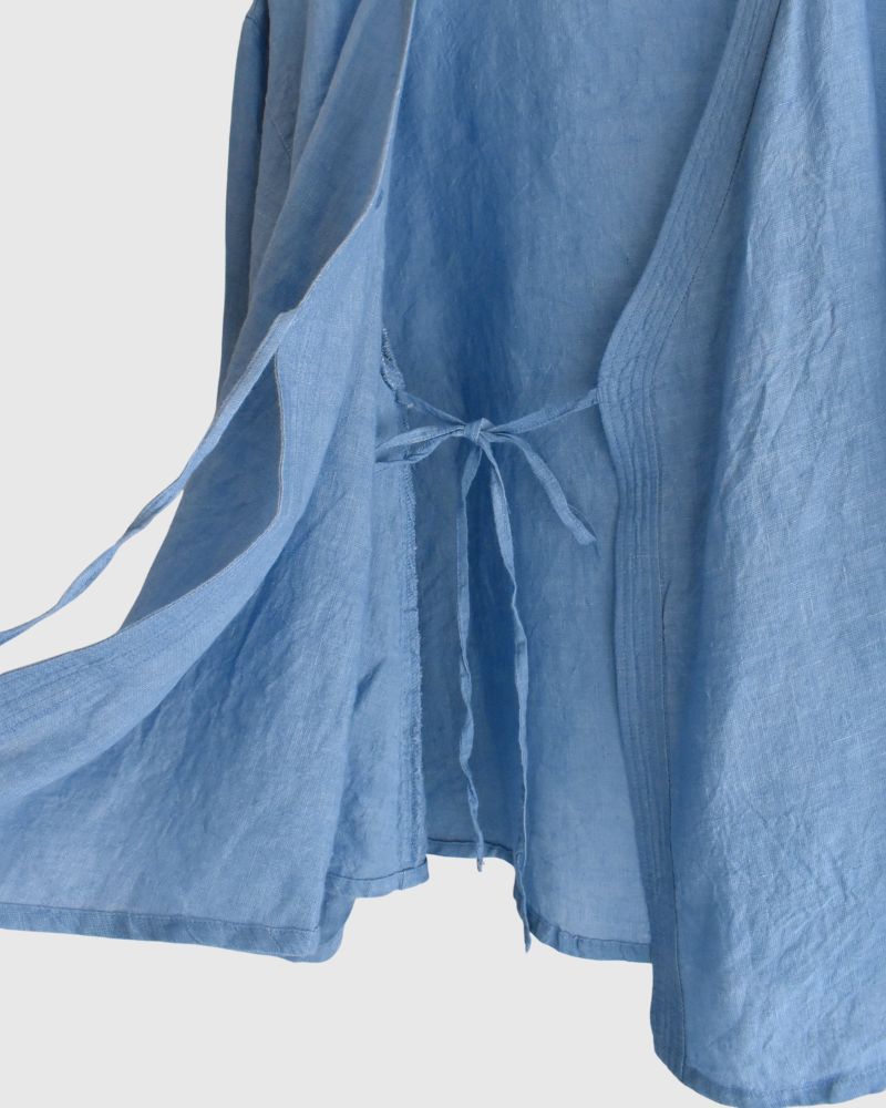 Indigo Linen Cache-Coeur Shirt in LightBlue