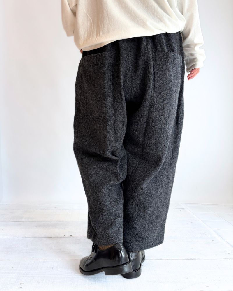 Wool Herringbone Pants in Black Wool Herringbone Pants in Black
