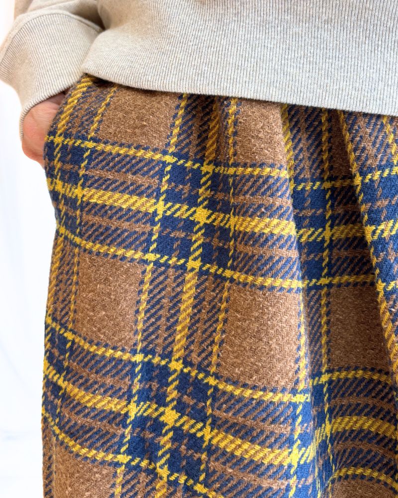 Warm Cotton Check Pants in Brown
