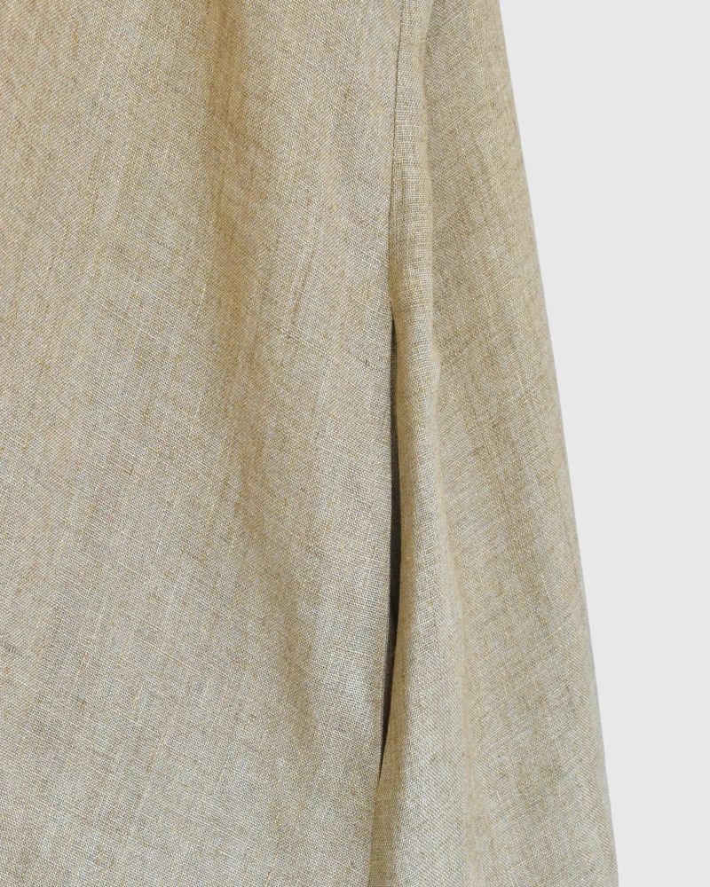 V-neck A-line dress (LINEN) in Beige