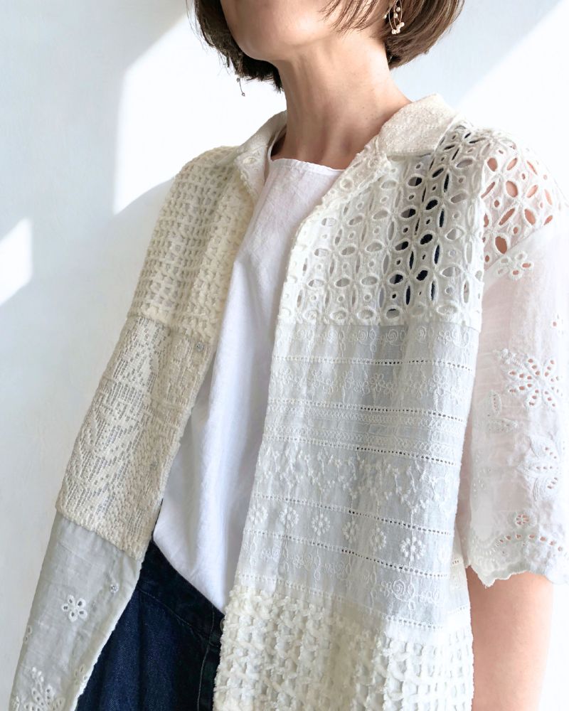 Patchwork Lace Shirt in White