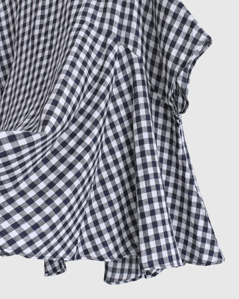 Umbrella Blouse in White/Indigo
