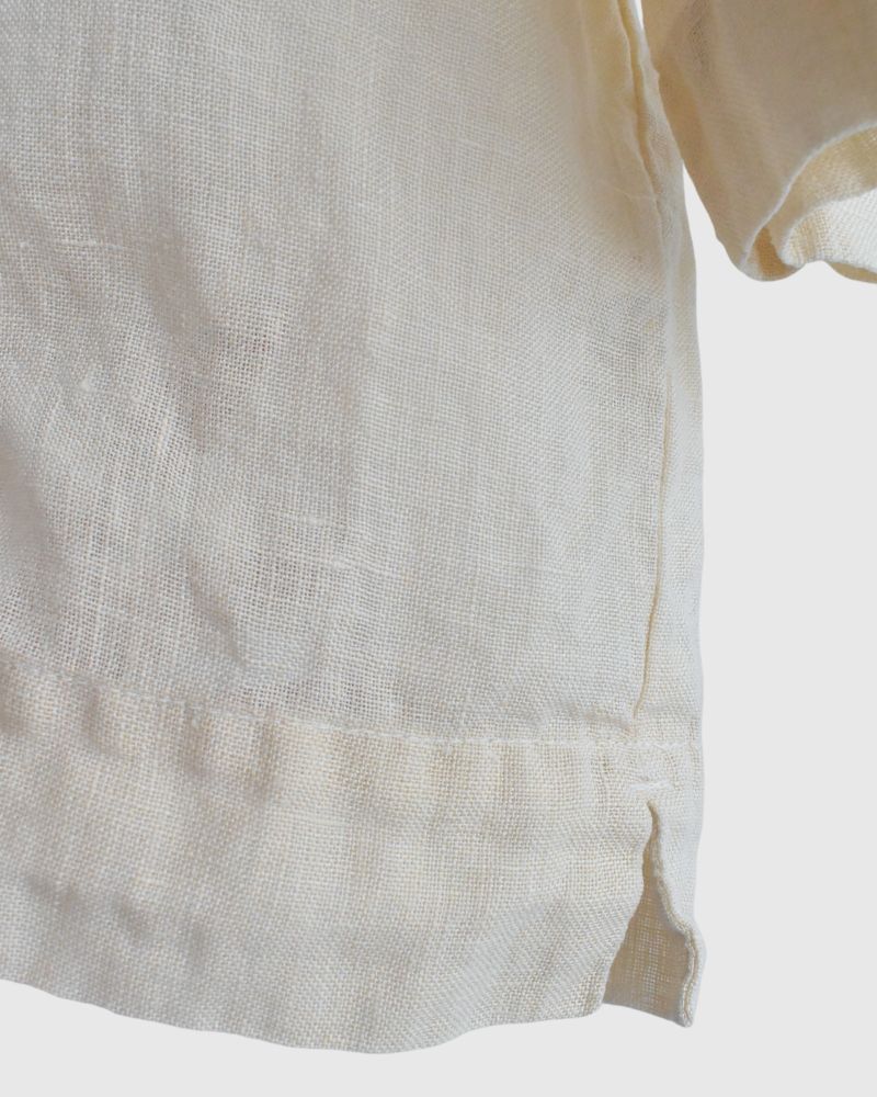 Organic Belgian Linen Simple Pullover in GrayishMilk