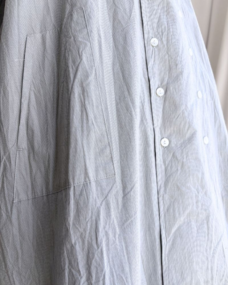 Hairline Stripe Chef Shirt Dress in Gray