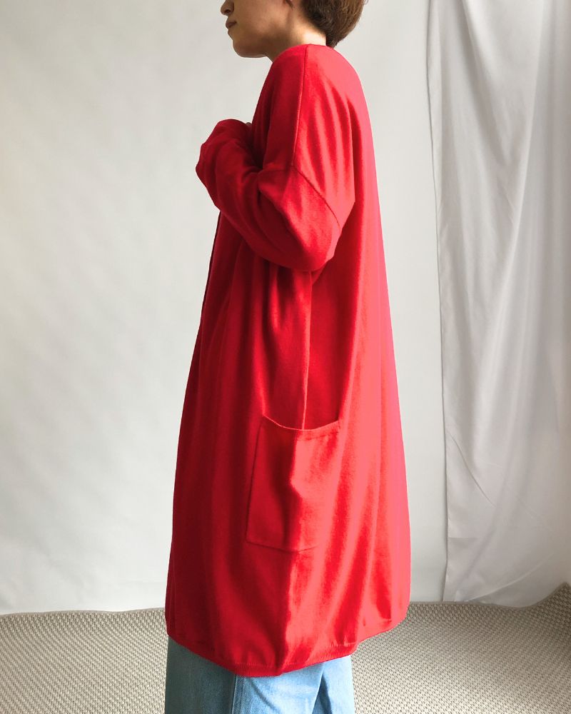 2-WAY Wide Long Cardigan in Red