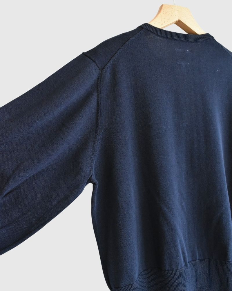 Gathered sleeve knit cardigan in Navy