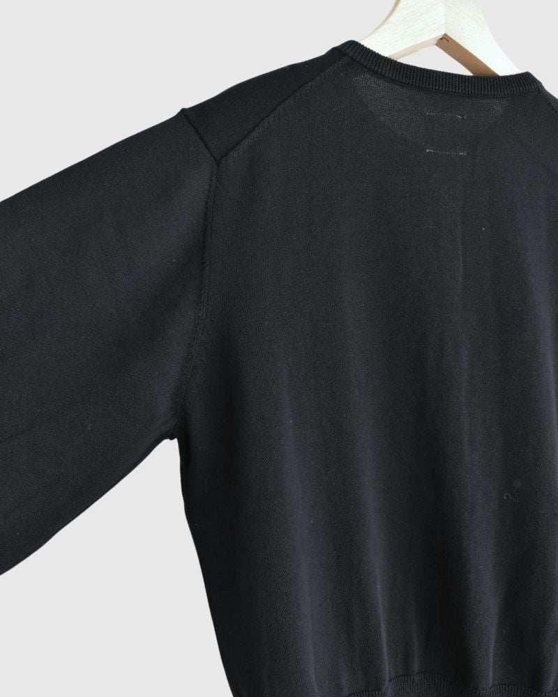Gathered sleeve knit cardigan in Black