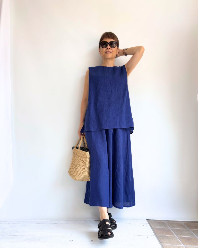 Flare pants (LINEN) in LoyalBlue